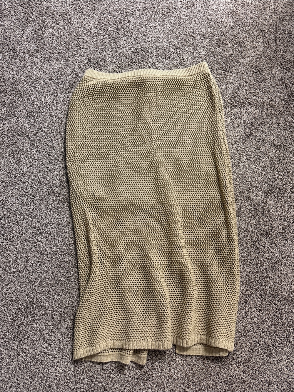 a new day Tan Open-Knit Midi Skirt